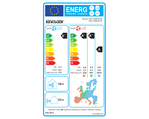 Настінна спліт-система (кондиціонер) Sinclair SPECTRUM PLUS ASH-09BIS2/W (White)