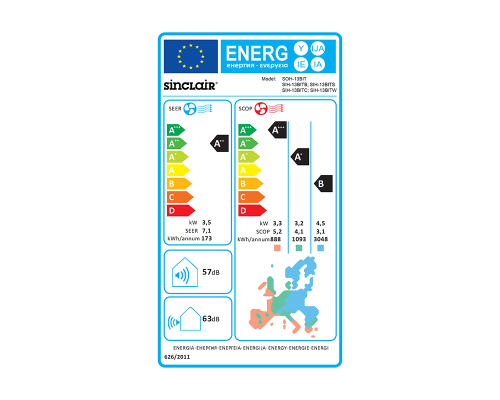 Настінна спліт-система (кондиціонер) Sinclair TERREL SIH/SOH-12BITB (Black)