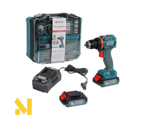 Шуруповерт акумуляторний ударний з комплектом аксесуарів Konner&Sohnen KS ID20V-60 KIT 74