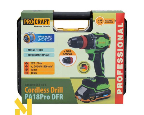 Шуруповерт акумуляторний Procraft PA18Pro DFR (АКБ 2 Аг)