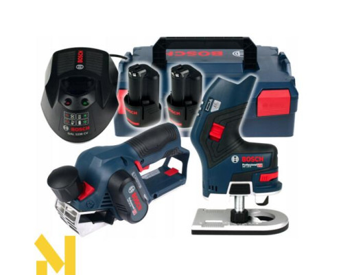 Фрезер акумуляторний Bosch GKF 12V-8 + рубанок GHO 12V-20 + 2х3.0 А.г + ЗП + L-BOXX