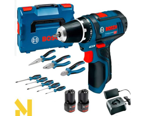 Дриль-шуруповерт акумуляторний Bosch GSR 12V-15 Professiona з набором інструментів (060186810R)