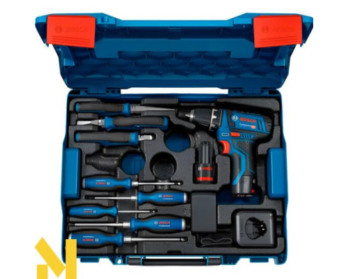 Дриль-шуруповерт акумуляторний Bosch GSR 12V-15 Professiona з набором інструментів (060186810R)