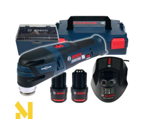 Багатофункціональний інструмент (реноватор) акумуляторний Bosch GOP 12V-28 + 2x2,0 А.г + ЗП + L-BOXX