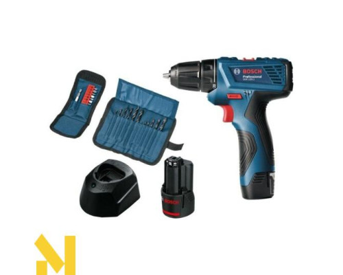 Акумуляторний шуруповерт Bosch GSR 120-Li + набір сверл