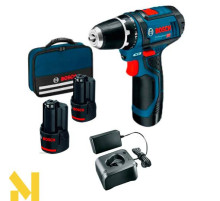 Акумуляторний дриль-шуруповерт BOSCH Professional GSR 12V-15 + 2*2,0Агод + Сумка(0615990L6Z), + Extra! сумка