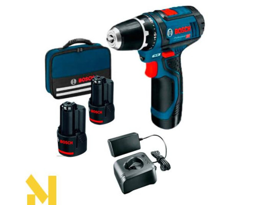 Акумуляторний дриль-шуруповерт BOSCH Professional GSR 12V-15 + 2*2,0Агод + Сумка(0615990L6Z), + Extra! сумка