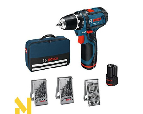 Акумуляторний шуруповерт Bosch GSR 12V-15 + набор бит и сверл 39шт. + сумка