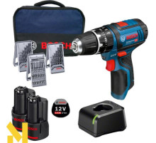 Акумуляторний ударний дриль-шуруповерт Bosch GSB 12V-15 + набор біт і сверл 39 шт + сумка
