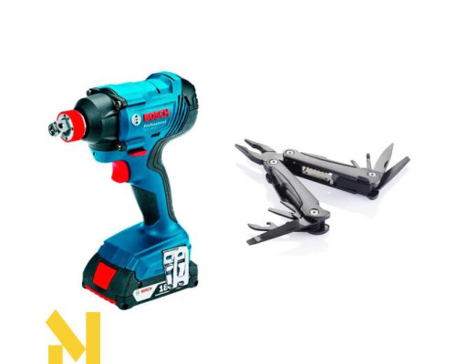 Гайковерт акумуляторний Bosch GDX 180-LI + 2 акб GBA18V 3 Аг + ЗП AL1820CV+Swiss Peak Multitool