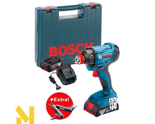 Гайковерт акумуляторний Bosch GDX 180-LI + 2 акб GBA18V 3 Аг + ЗП AL1820CV+Swiss Peak Multitool