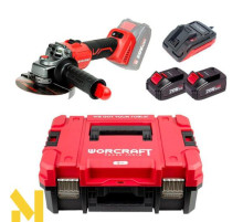 Болгарка (кутова шліфмашина) акумуляторна Worcraft CAGS-20LiBS-125 + АКБ CLB-20V-4.0H 2 шт + ЗП CLC-20V-2.4HB + Кейс XCUBE003