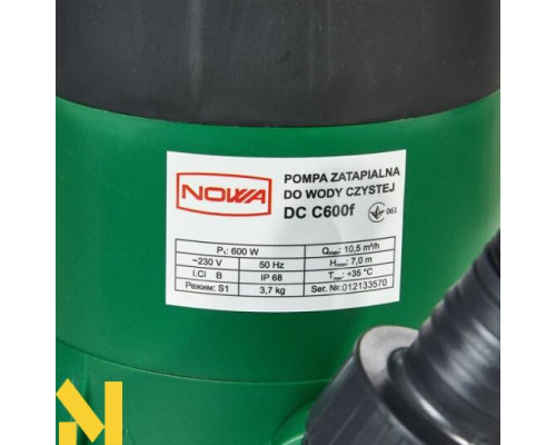 Насос занурювальний дренажний для чистої води NOWA DC C600f