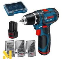 Акумуляторний шуруповерт Bosch GSR 12V-15 (1акум.1,5 Аг)+ набір біт та сверл 39шт.
