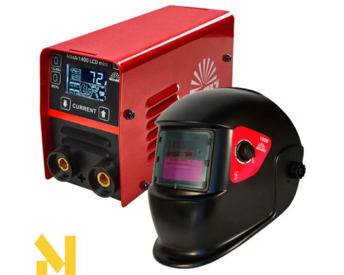 Комплект Зварювальний інвертор Vitals MMA-1400 LCD mini + Маска Vitals 1500 (1+1)
