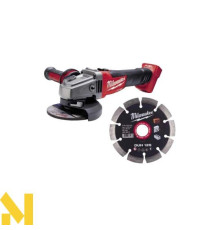 Болгарка (кутова шліфмашина) акумуляторна Milwaukee  M18 FSAG125X-0 + диск алмазний DUH 125 х 10 шт. (без АКБ та ЗП)