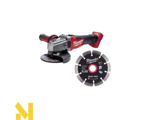 Болгарка (кутова шліфмашина) акумуляторна Milwaukee  M18 FSAG125X-0 + диск алмазний DUH 125 х 10 шт. (без АКБ та ЗП)