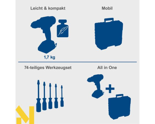 Дриль-шуруповерт ударний акумуляторний Scheppach C-DTB74/1-X з аксесуарами