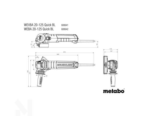 Болгарка (кутова шліфмашина) Metabo WEBA 20-125 QUICK BL