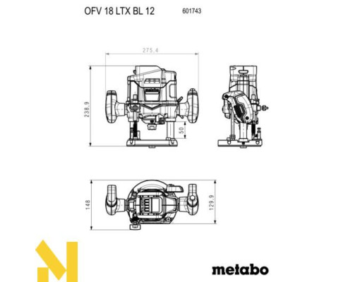 Фрезер акумуляторний Metabo OFV 18 LTX BL 1 (без АКБ та ЗП)