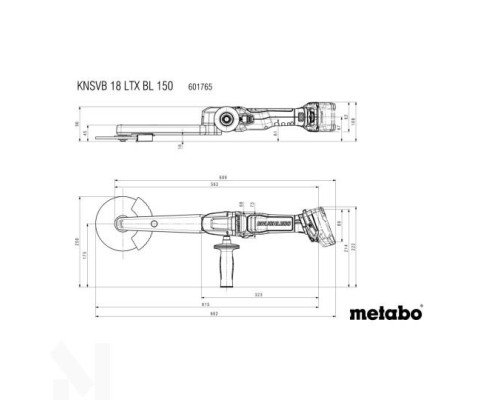 Шліфмашина з плоским корпусом редуктора Metabo KNSVB 18 LTX BL 150 metaBOX 185 XL (без АКБ та ЗП)