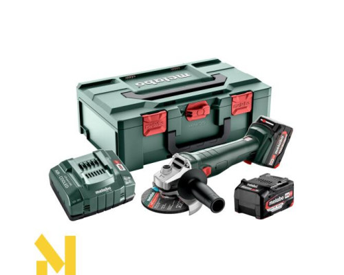 Болгарка (кутова шліфмашина) акумуляторна Metabo W 18 L 9-125 + 2x4,0 Аг MetaBox