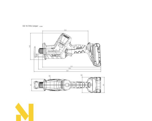 Пила шабельна акумуляторна Metabo SSE 18 LTX BL Compact+ 2x2,0 Аг та кейс