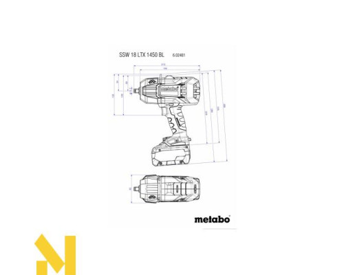 Гайковерт акумуляторний Metabo SSW 18 LTX 1450 BL (без АКБ та ЗП)