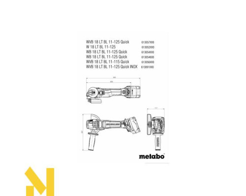 Болгарка (кутова шліфмашина) акумуляторна Metabo WB 18 LT BL 11-125 Quick