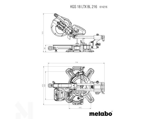 Пила торцювальна акумуляторна Metabo KGS 18 LTX BL 216 (614216810)