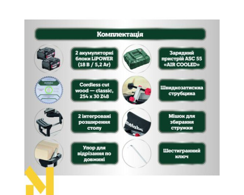 Пила торцювальна акумуляторна Metabo KGS 18 LTX BL 254