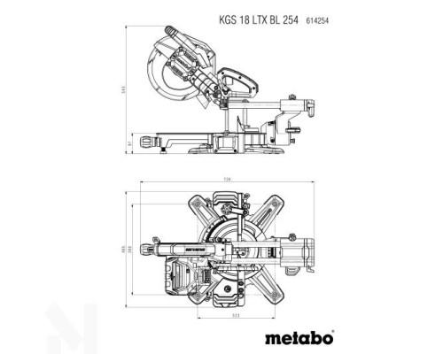 Пила торцювальна акумуляторна Metabo KGS 18 LTX BL 254 (1x 4.0Ah, ASC 55)