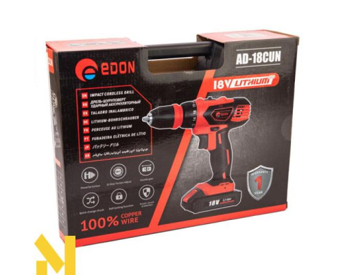 Шуруповерт акумуляторний Edon AD-18CUN
