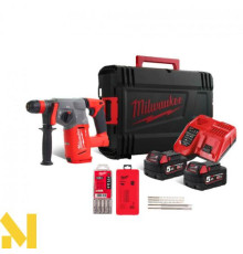 Перфоратор акумуляторний MILWAUKEE M18 CHX-502Х (комплект + бури MX4 + бури MS2 + набір бурів та долот)