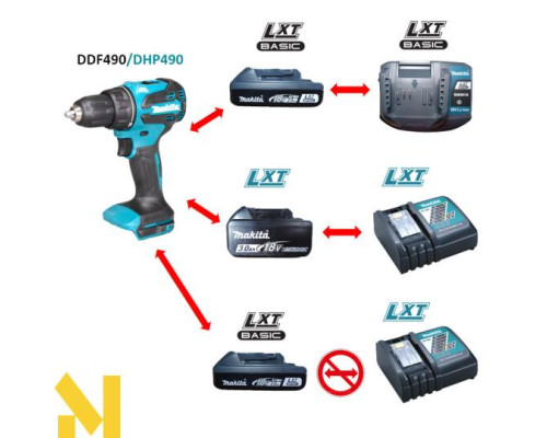 Дриль-шуруповерт акумуляторний Makita DHP490WVE