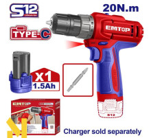 Дриль-шуруповерт акумуляторний EMTOP ECDL122061 (без ЗП)