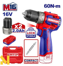 Дриль-шуруповерт акумуляторний EMTOP ECDL16682