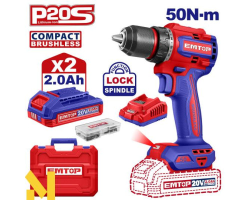 Дриль-шуруповерт акумуляторний EMTOP ECDL205062