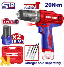 Дриль-шуруповерт акумуляторний EMTOP ECIDL12206 (без ЗП)