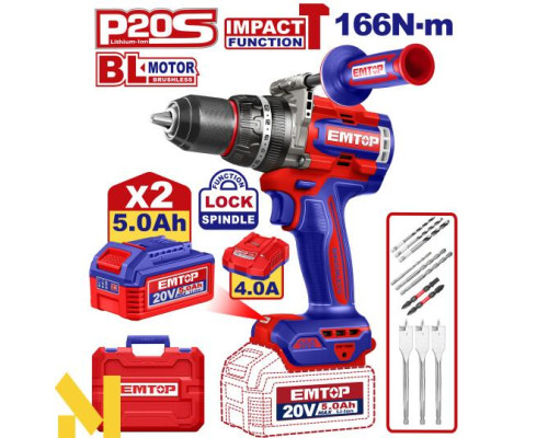 Дриль-шуруповерт акумуляторний EMTOP ECIDL201668