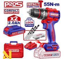 Дриль-шуруповерт ударний акумуляторний EMTOP ECIDL20558