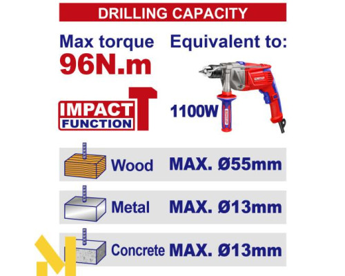 Дриль-шуруповерт ударний акумуляторний EMTOP ECIDL209686