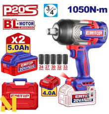 Гайковерт ударний акумуляторний EMTOP ECIWL20105