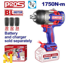 Гайковерт акумуляторний EMTOP ECIWL201751 (без АКБ та ЗП)