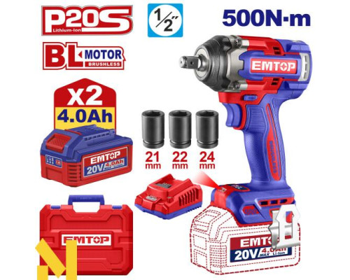 Гайковерт акумуляторний EMTOP ECIWL2050