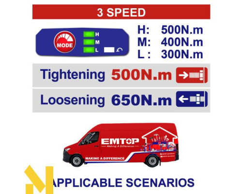 Гайковерт акумуляторний EMTOP ECIWL2050