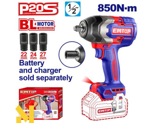 Гайковерт акумуляторний EMTOP ECIWL20851 (без АКБ та ЗП)