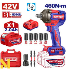 Гайковерт акумуляторний ударний EMTOP ECIWL42461