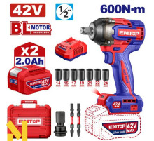 Гайковерт акумуляторний ударний EMTOP ECIWL42602