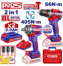 Набір інструментів акумуляторних EMTOP ECKL20286